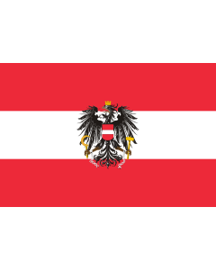 Fahne: Flagge: Dienstflagge der Republik Österreich; Variante mit künstlerisch ausgestaltetem Adler