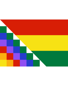 Fahne: Flagge: Proposed flag of Bolivia | Possible proposal of Evo Morales for a new flag of Bolivia | Diseño de posible bandera propuesta por Evo Morales para Bolivia