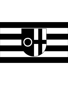 Fahne: Flagge: Beschreibung der Flagge  Die Flagge der Stadt Datteln zeigt in der Mitte das Stadtwappen auf schwarz - weiß gestreiftem Felde in waagerechter Anordnung über 4 schwarzen und 3 weißen Streifen