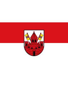 Fahne: Flagge: Kreisstadt UnnaBeschreibung des Wappens  In Silber  Weiß  eine rote Stadtbefestigung