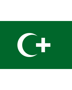 Fahne: Flagge: Revolution flag of Egypt 1919 | The revolution flag of Egypt from 1919. It bears a crescent and cross to demonstrate that both Muslims and Christians supported the Egyptian nationalist movement against British occupation