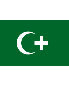 Fahne: Flagge: Revolution flag of Egypt 1919 | The revolution flag of Egypt from 1919. It bears a crescent and cross to demonstrate that both Muslims and Christians supported the Egyptian nationalist movement against British occupation