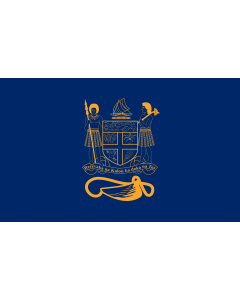 Fahne: Flagge: Presidential Standard of Fiji | Standard of the President of Fiji bearing the full Coat of Arms of Fiji and a traditional Knot and Whale s tooth in Golden-Yellow
