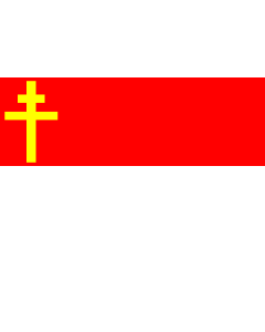 Fahne: Flagge: Geplante und am 25. Juni 1912 parlamentarisch beschlossene  allerdings nicht offiziell eingeführte  Flagge des Reichslandes Elsaß-Lothringen; Flagge der kurzzeitig selbstständigen Republik Elsaß-Lothringen im November 1918