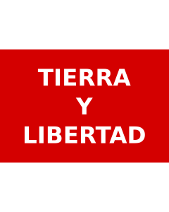 Fahne: Flagge: Partido Liberal Mexicano | Roja con el lema  Tierra y Libertad  en letras blancas usada por los guerrilleros del Partido Liberal Mexicano durante la Revolución Mexicana